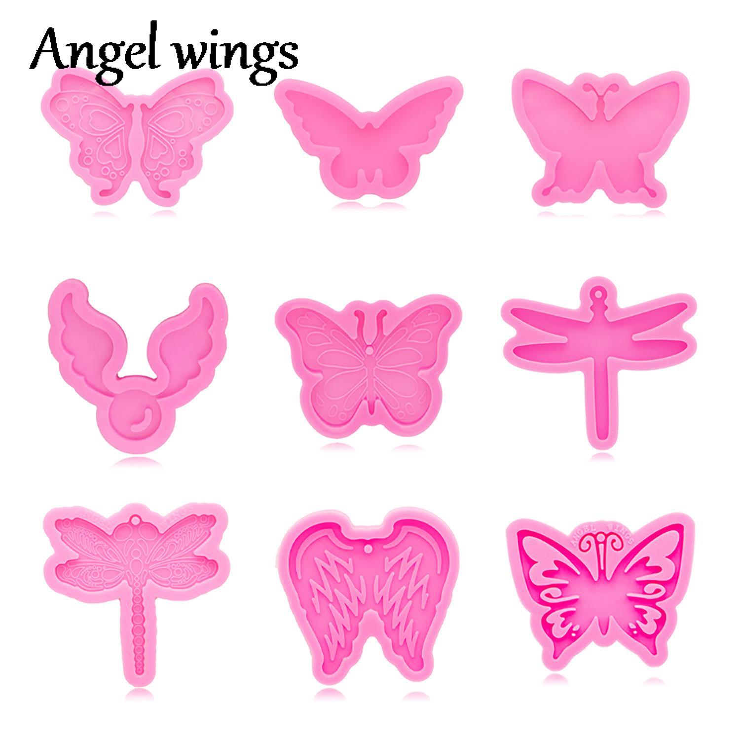 Eco Art Craft - DY1056 Silicone Butterfly/Dragonfly/Angel Feather Molds, Keychain