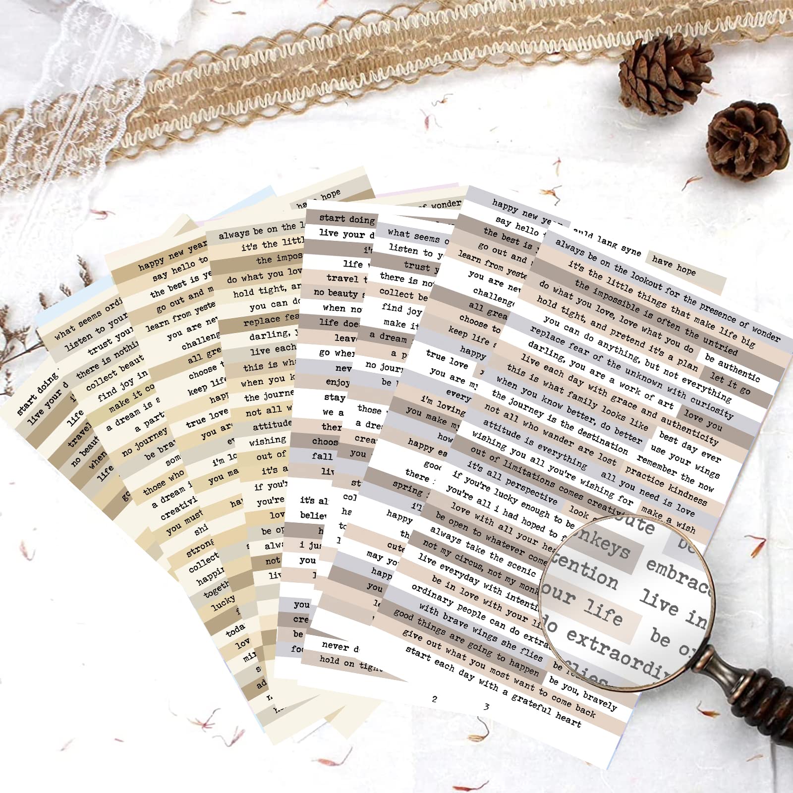 Art Craft Journals - 8pcs Brown Notes Quote Stickers,Inspirational Quotes