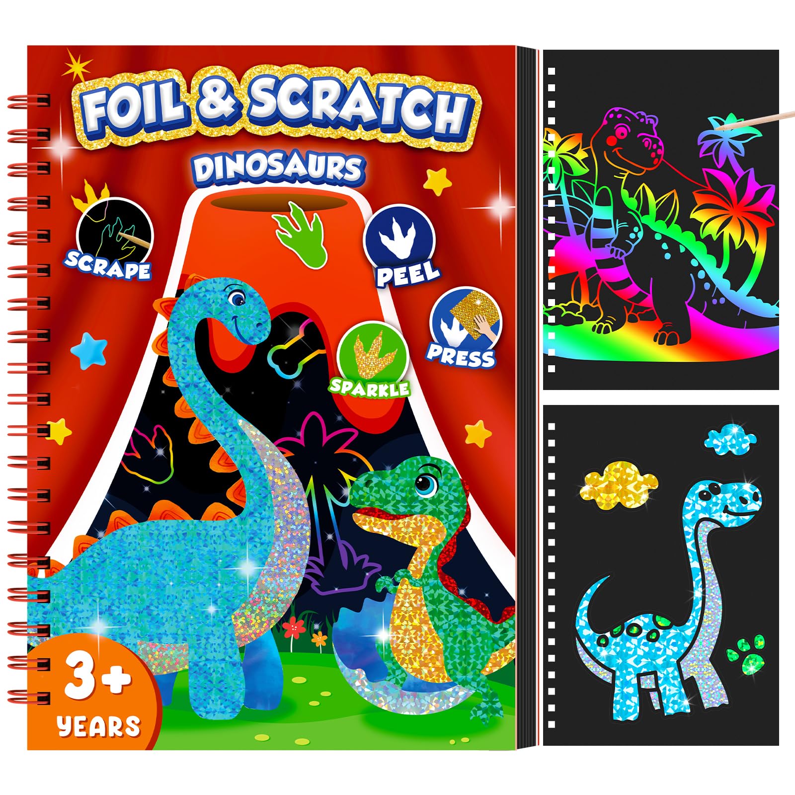 Art Craft Books - Dinosaur Scratch Art Book for Kids