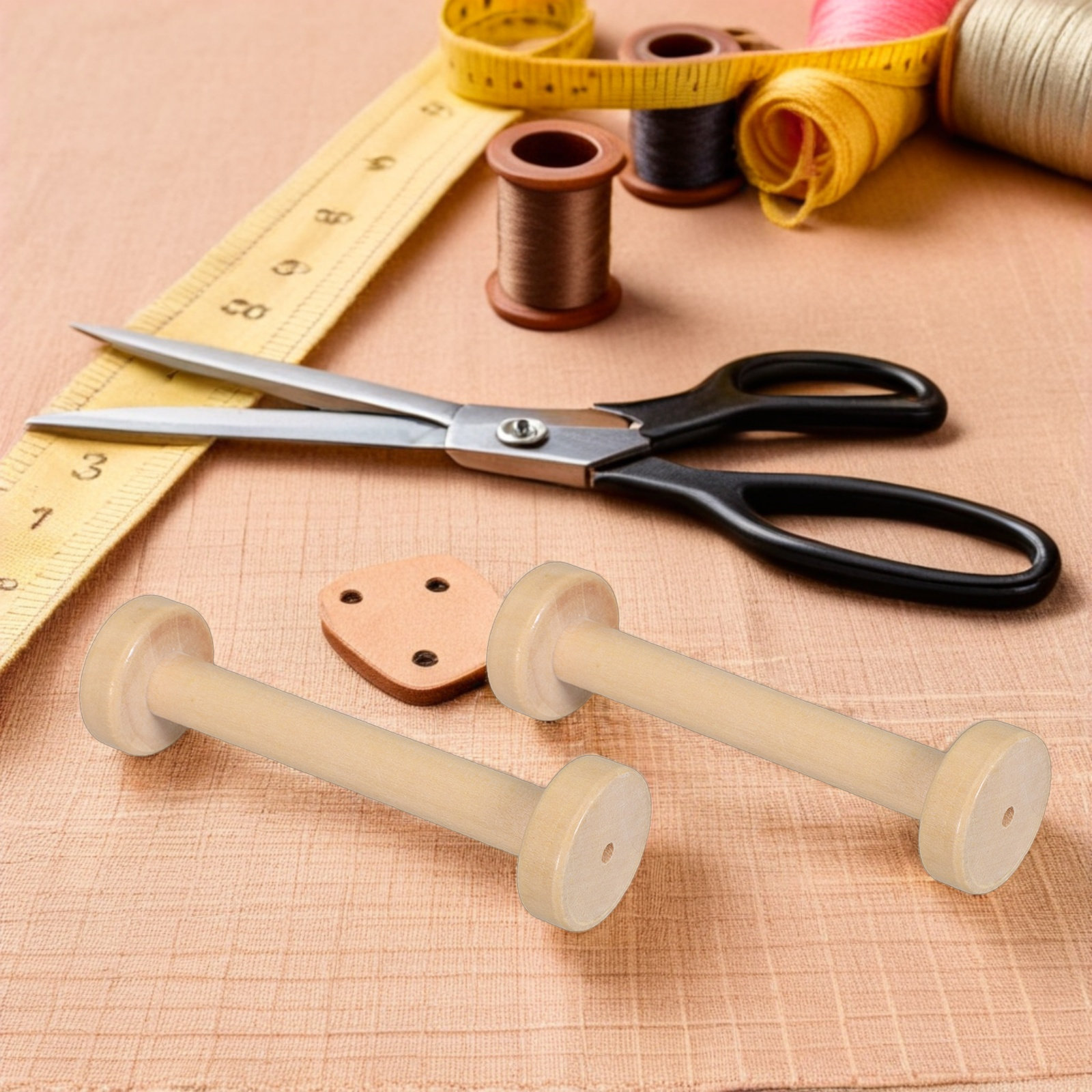 Artwork Craft - 5Pcs Wooden Spools Natural Vintage Bobbins