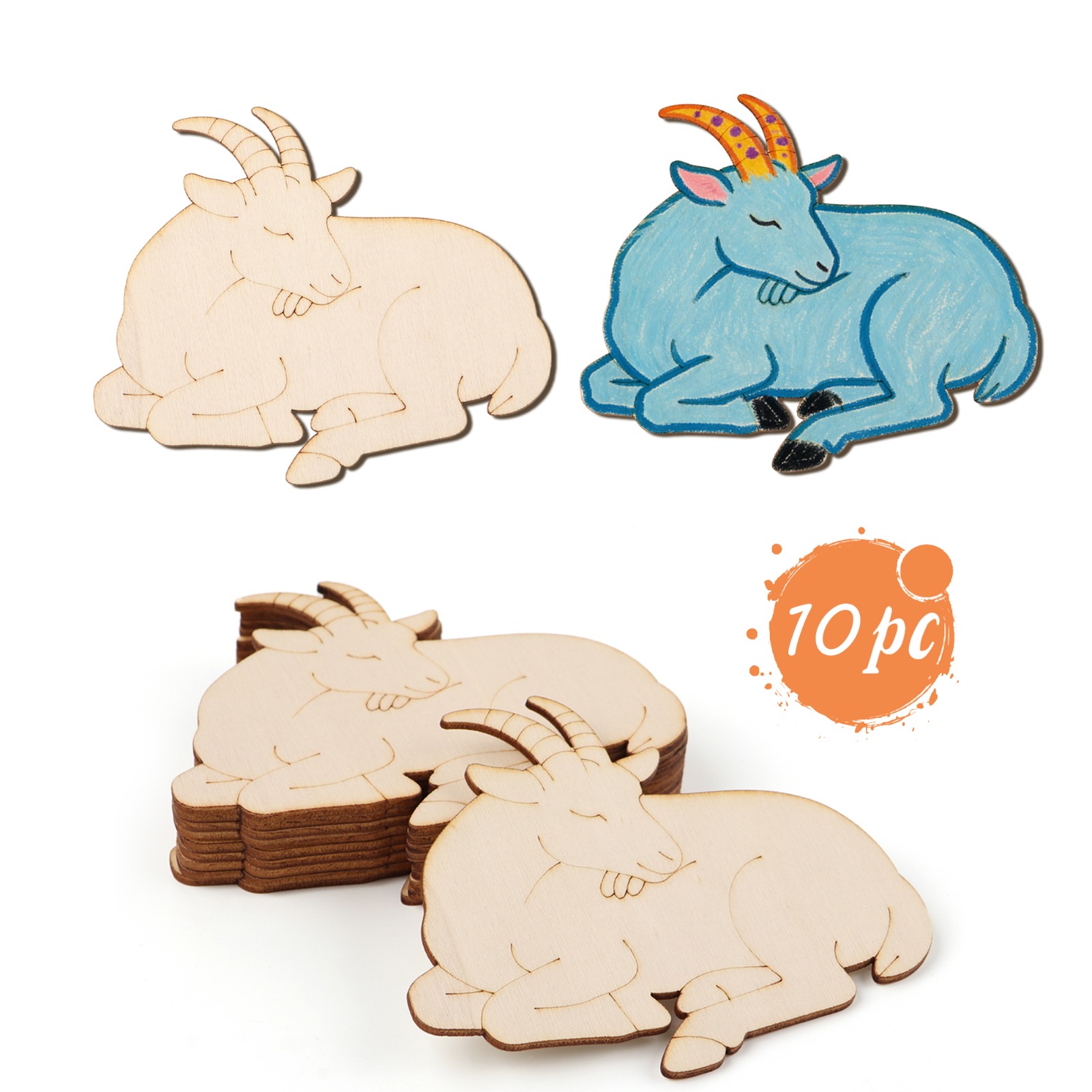 Art Craft Diy - 10pcs/set Unfinished Wood Sheep Animal Ornaments