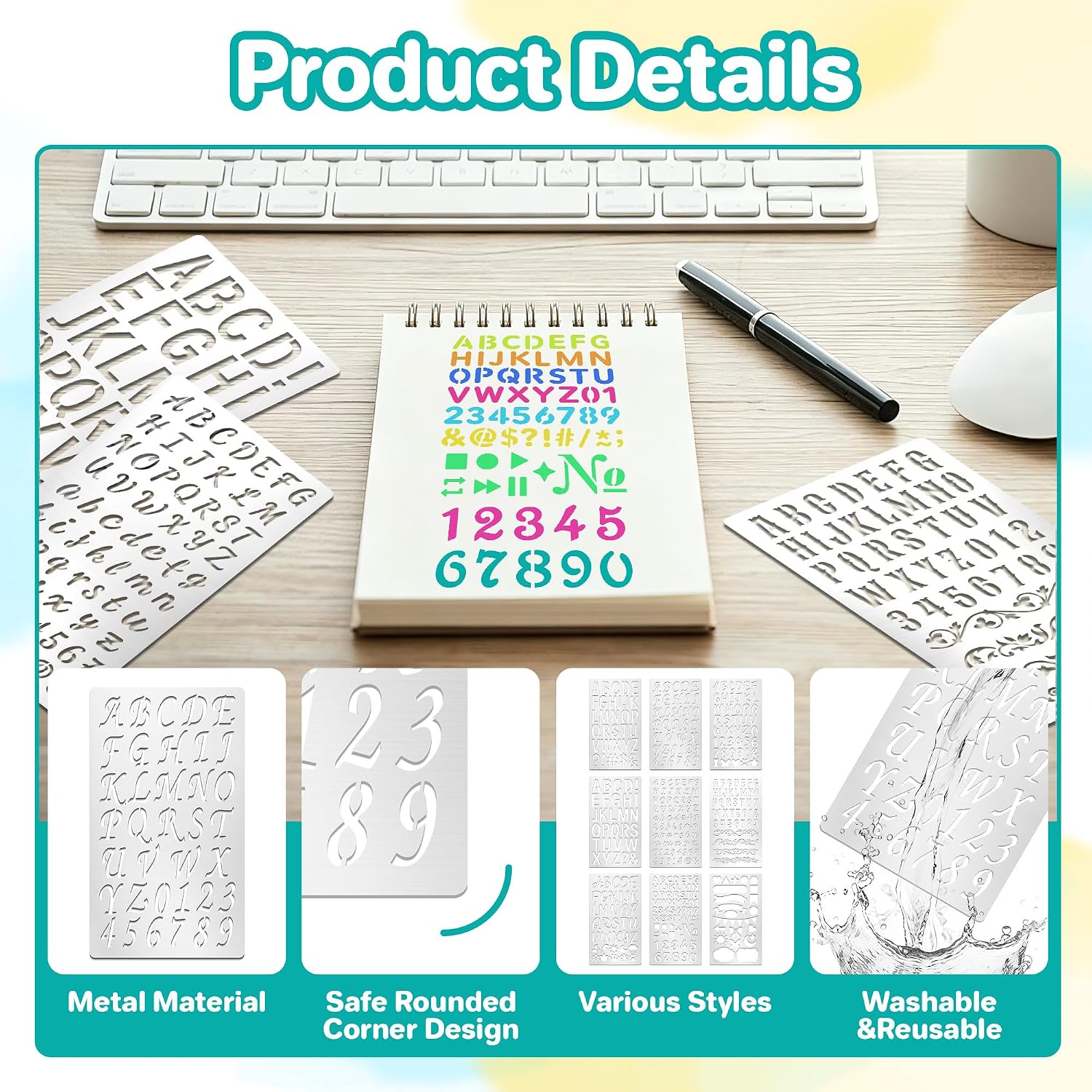 9Pcs Metal Letter Number Stenc - Art Craft Journals review and price