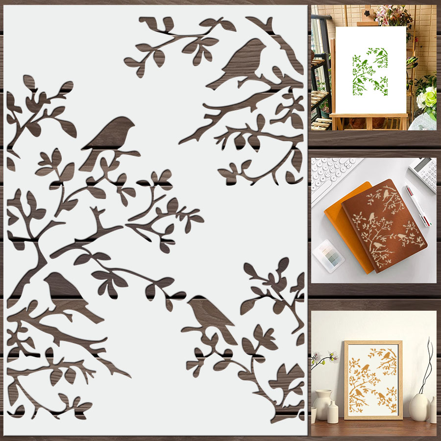 1pcs DIY Bird Branch Stencil f - Art Craft Journals review and price