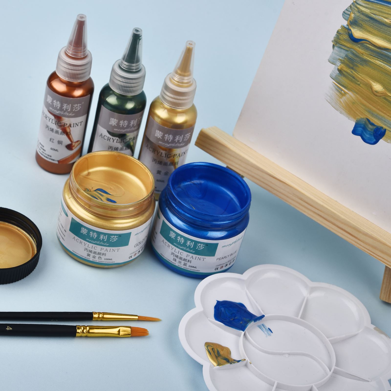7 Colors 60ml/Bottle Metallic  - Acrylic Pour Paint review and price