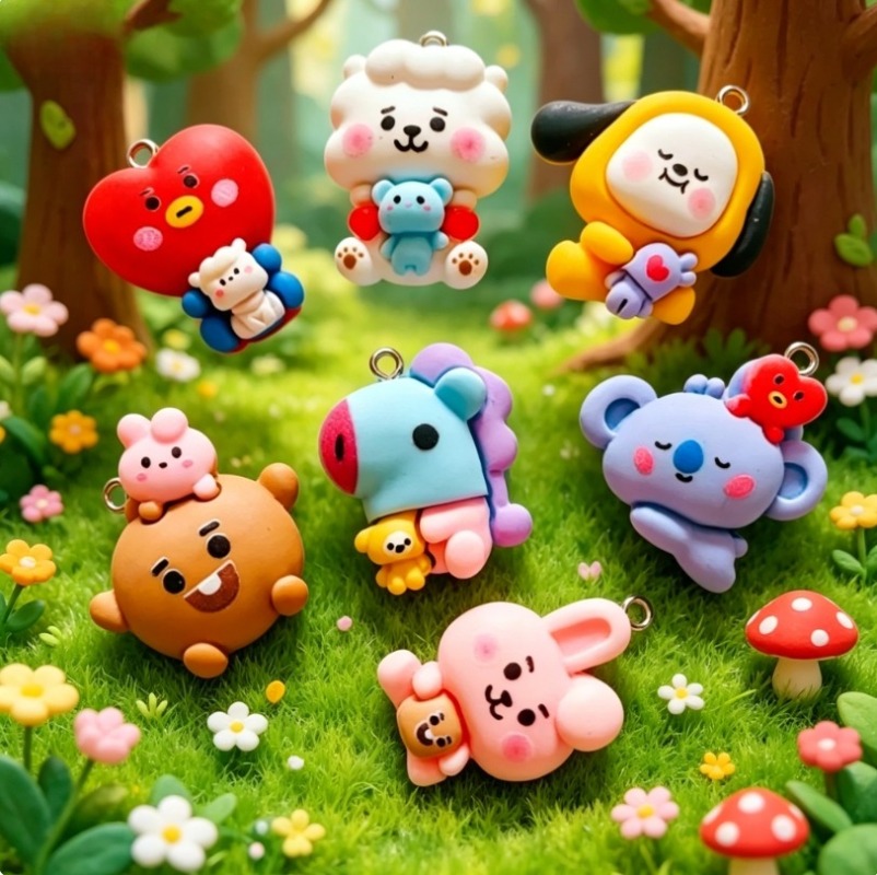 7pcs BT21 Resin Cartoon Charm  - Art Craft Diy review and price