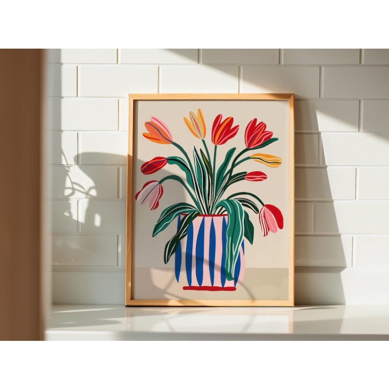2pcs Tulip Flowers Canvas Wall - Art Craft Vase review and price